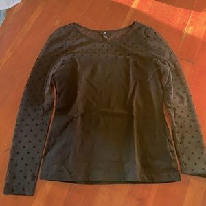 H&M - Sheer Sleeved Polka Dot Shirt